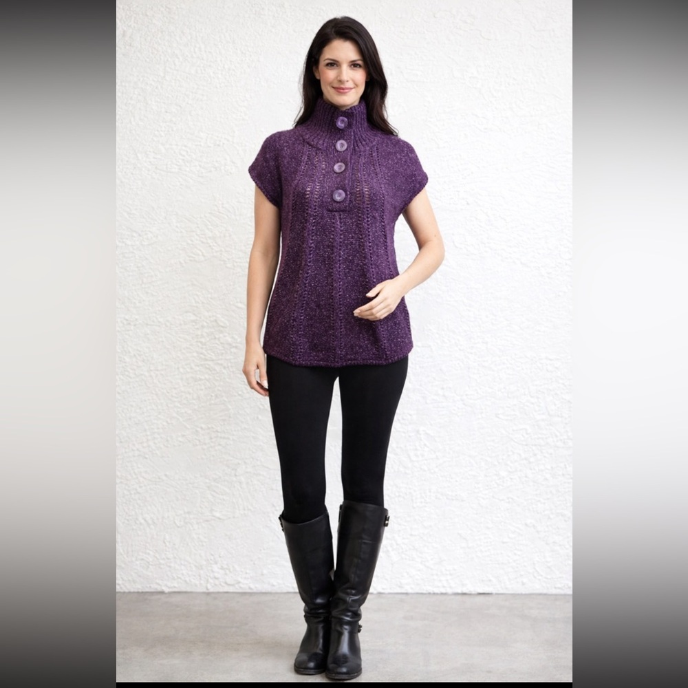 BCBG Maxazria Purple Women's Chunky Sweater Vest Tunic Sz M NEW!